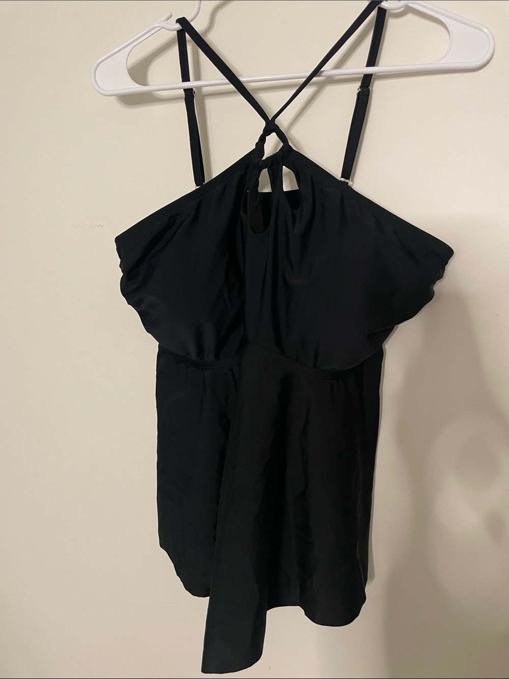Black Crisscross Halter Swim Tankini Top